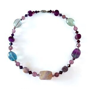 Vintage Chunky Rainbow Fluorite Bead Necklace